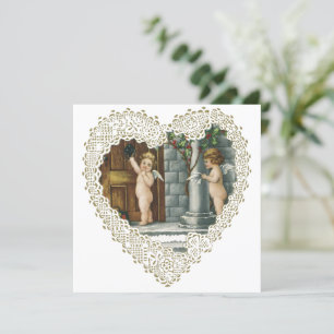 Victorian Valentine's Day, Vintage Angels w Letter Invitation