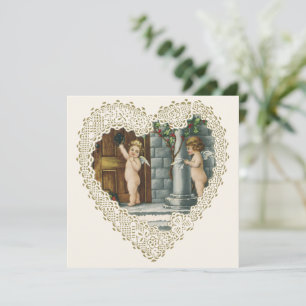 Victorian Valentine's Day, Vintage Angels w Letter Invitation