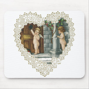 Victorian Valentine's Day, Vintage Angels w Letter Mouse Mat