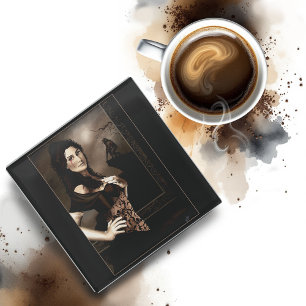 Victorian Vampire Werewolf Glass Coaster
