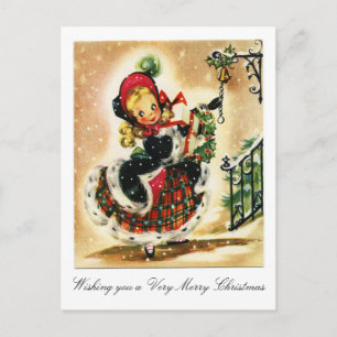 Victorian Very Merry Christmas Holiday Postcard