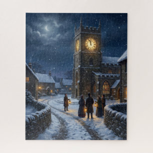 Victorian Village Church Midnight Christmas Eve Jigsaw Puzzle