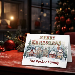 Victorian Village Merry Christmas  Card