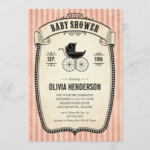 Victorian Vintage Baby Shower Invitations for Girl