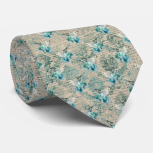 Victorian Vintage Blue Birds Neck Tie