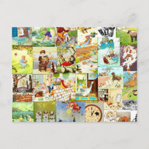 Victorian Vintage Childrens Nursery Rhymes Montage Postcard