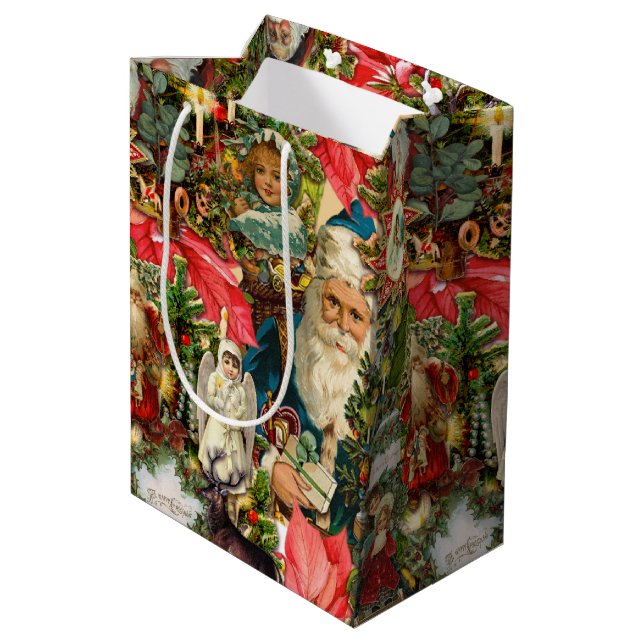 Victorian Vintage Christmas  Medium Gift Bag (Back Angled)