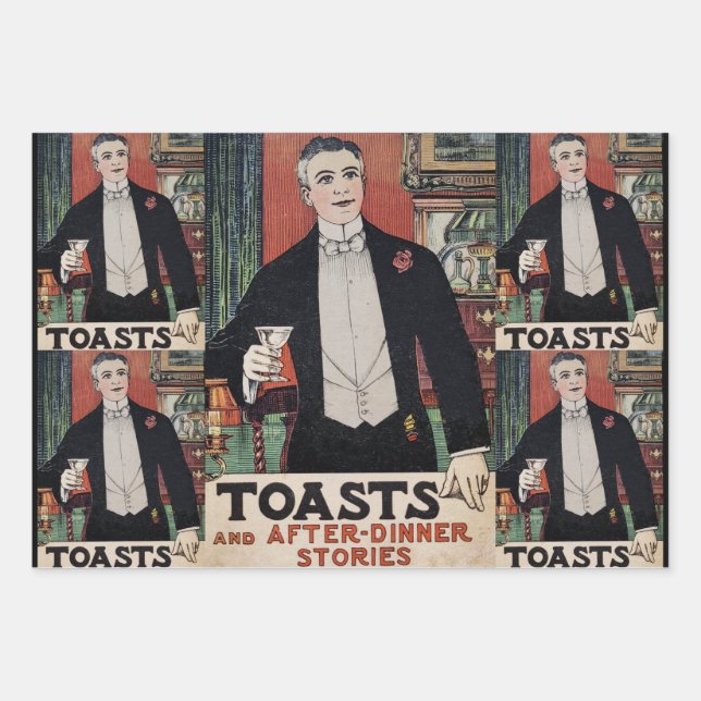 Victorian Vintage Cocktail Culture Wrapping Paper Sheet (Front)