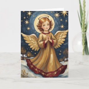 Victorian Vintage Cute Christmas Angel Custom Text Card