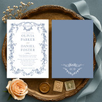 Victorian Vintage Dusty Blue Wedding Monogram