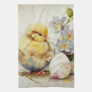 Victorian vintage Easter Chick Tea Towel