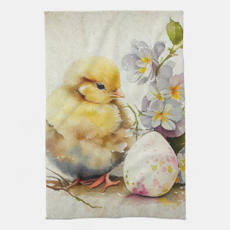 Victorian vintage Easter Chick    Tea Towel