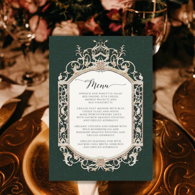 Victorian Vintage Elegant Emerald Green Gold Menu (Creator Uploaded)