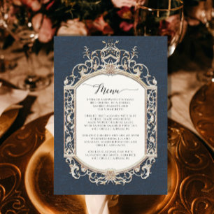 Victorian Vintage Elegant Navy Blue and Gold Menu