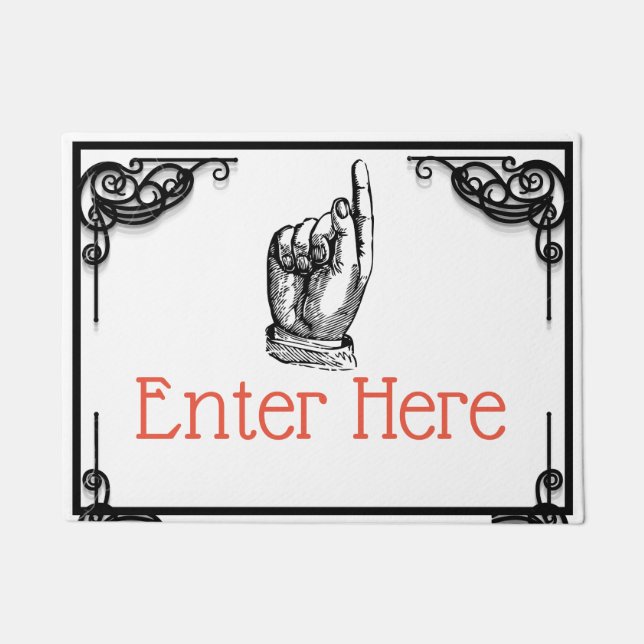 Victorian vintage finger pointing hand doormat (Front)