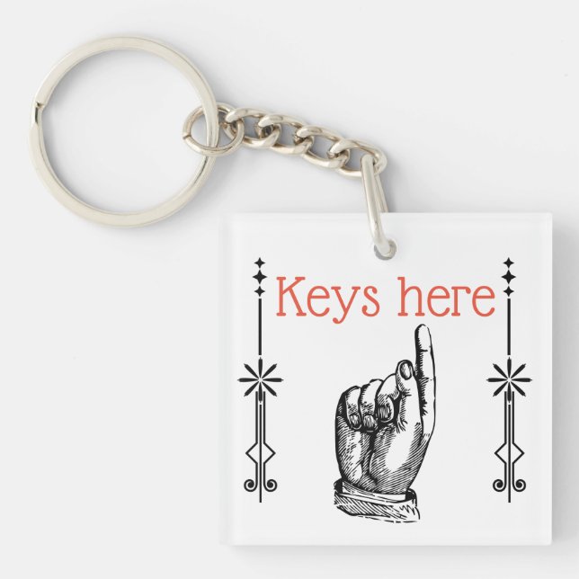 Victorian vintage finger pointing hand keychain (Front)