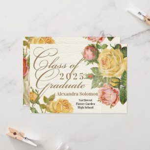 Victorian Vintage Floral 2025 Graduation Invitation