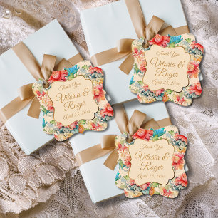 Victorian Vintage Floral Pattern Thank You Favour Tags