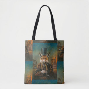 Victorian Vintage Fox All Over Print Tote Bag
