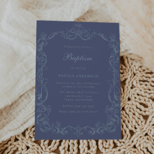 Victorian Vintage Frame Elegant Baptism Invitation