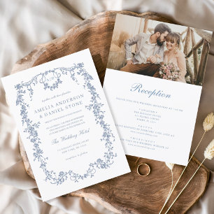 Victorian Vintage French Photo All In One Wedding Invitation