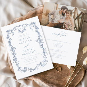 Victorian Vintage French Photo All In One Wedding Invitation