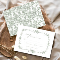 Victorian Vintage French RSVP Sage Green Wedding