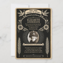 Victorian Vintage Funeral-Style Photo Invitation