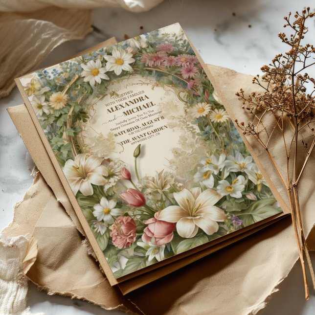 Victorian Vintage Garden Floral Wedding Invitation (Creator Uploaded)