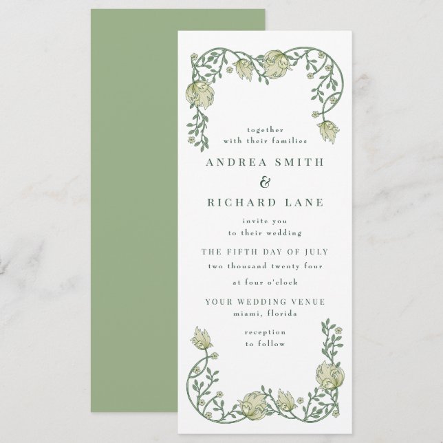Victorian Vintage Garden Floral Wedding Invitation (Front/Back)