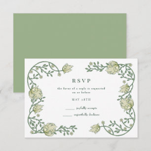 Victorian Vintage Garden Floral Wedding RSVP Card