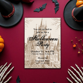 Victorian Vintage Gothic Scary Halloween Invitation