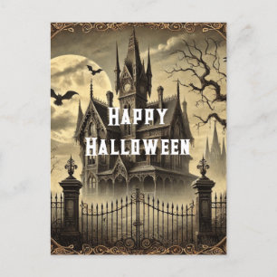 Victorian Vintage Haunted House Happy Halloween  Holiday Postcard