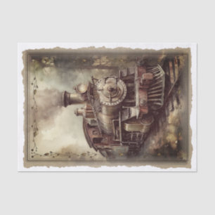 Victorian Vintage Locomotive Decoupage Tissue Paper