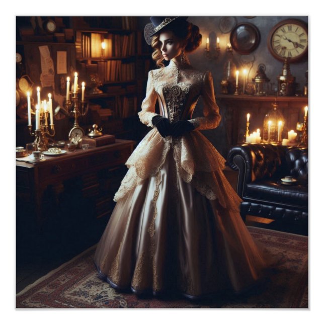 Victorian Vintage Mysterious Elegant Woman  Photo Print (Front)