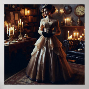 Victorian Vintage Mysterious Elegant Woman  Poster