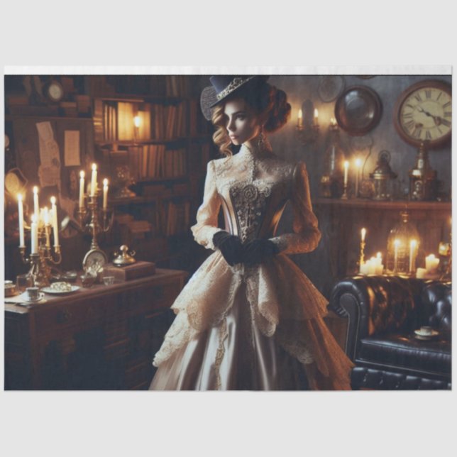 Victorian Vintage Mysterious Elegant Woman  Tissue Paper (Front)