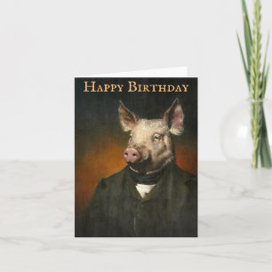 Victorian Vintage Pig Birthday Card