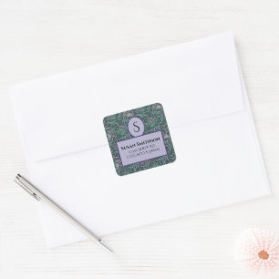 Victorian Vintage Purple Pansies Address Envelope Square Sticker