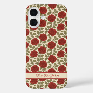 Victorian Vintage Red Rose Floral iPhone 16 Case