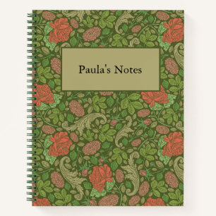 Victorian Vintage Red Roses Pink Mums Floral Notebook