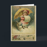 Victorian Vintage Retro Child and Cat Christmas Holiday Card<br><div class="desc">Victorian Vintage Retro Child and Cat in Snow Christmas Little Girl White Cat Christmas Greetings Merry Christmas 
vintage christmas, victorian christmas, retro christmas, christmas, victorian girl with cat christmas, victorian white cat christmas, vintage</div>