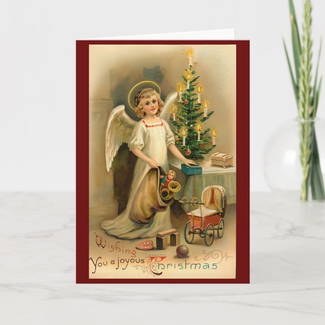  Victorian Vintage Retro Christmas Angel Holiday Card (Front)