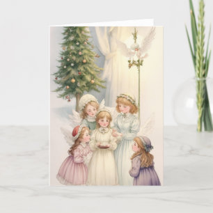 Victorian Vintage Retro Christmas Angels Holiday Card