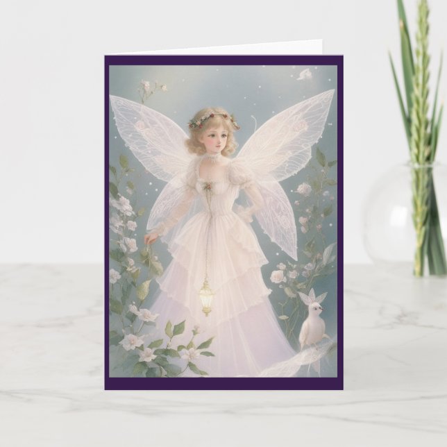 Victorian Vintage Retro Christmas Fairy Holiday Card (Front)