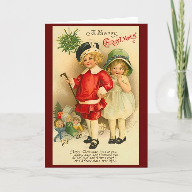 Victorian Vintage Retro Christmas Holiday Card (Front)