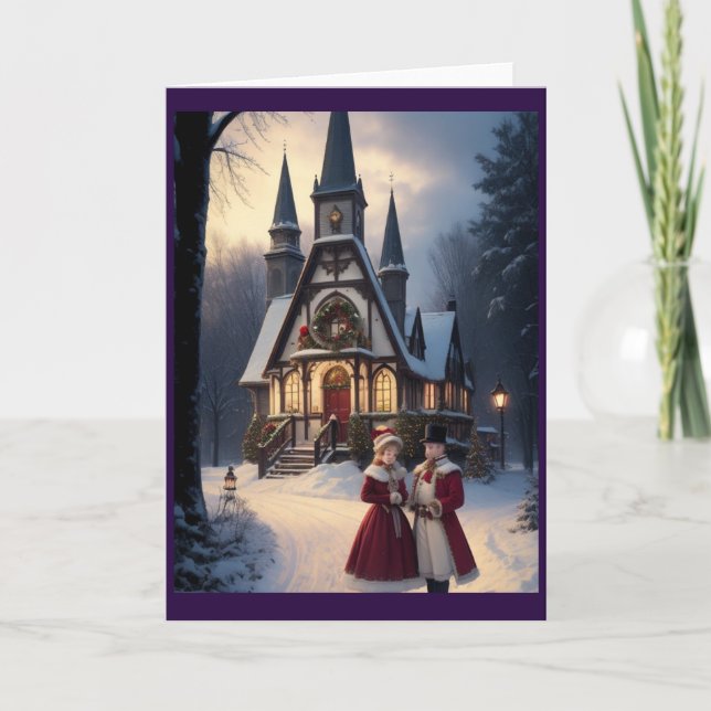 Victorian Vintage Retro Christmas Holiday Card (Front)
