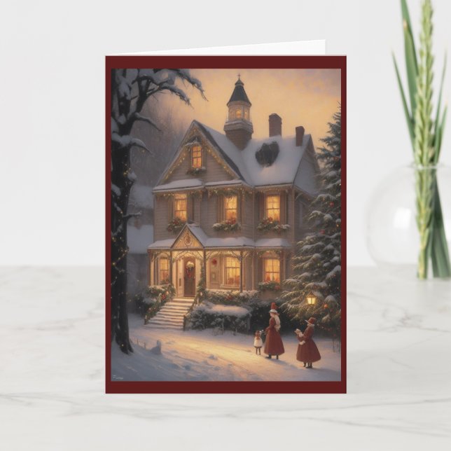 Victorian Vintage Retro Christmas Holiday Card (Front)