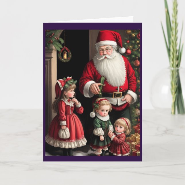 Victorian Vintage Retro Christmas Holiday Card (Front)