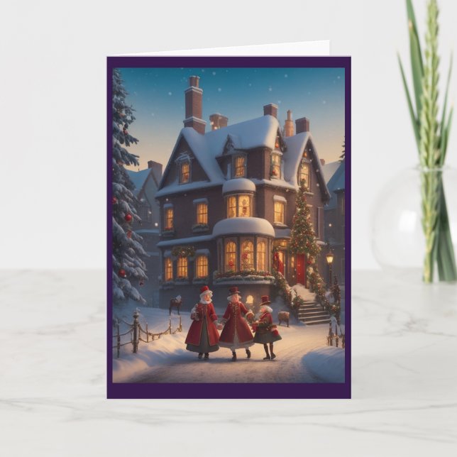Victorian Vintage Retro Christmas Holiday Card (Front)